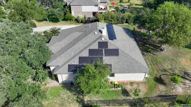 an aerial view of a house
