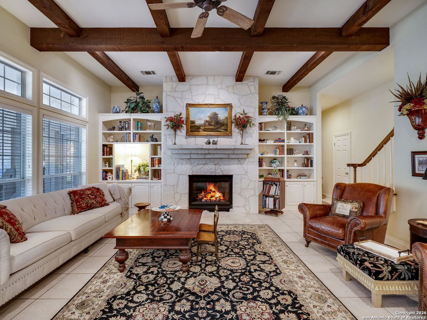155 Cibolo Ridge Trail Boerne, TX 78015 - Photo 19 of 100 a living room with furniture and a fireplace