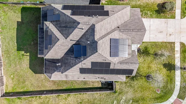 an aerial view of a house