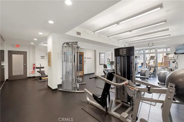 a view of a room with gym equipment