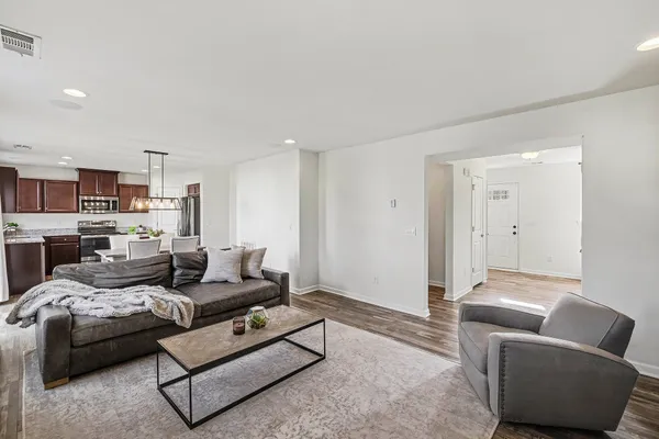 a living room with furniture