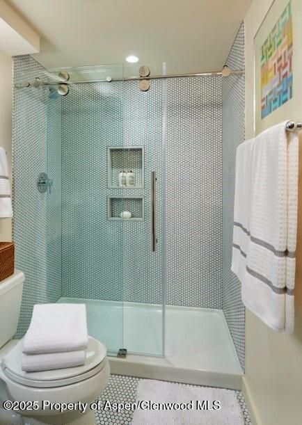 101 East Cooper Avenue, Unit 202 Aspen, CO 81611 - Photo 6 of 7 a bathroom with a shower and a toilet