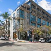 a view of a building along the street