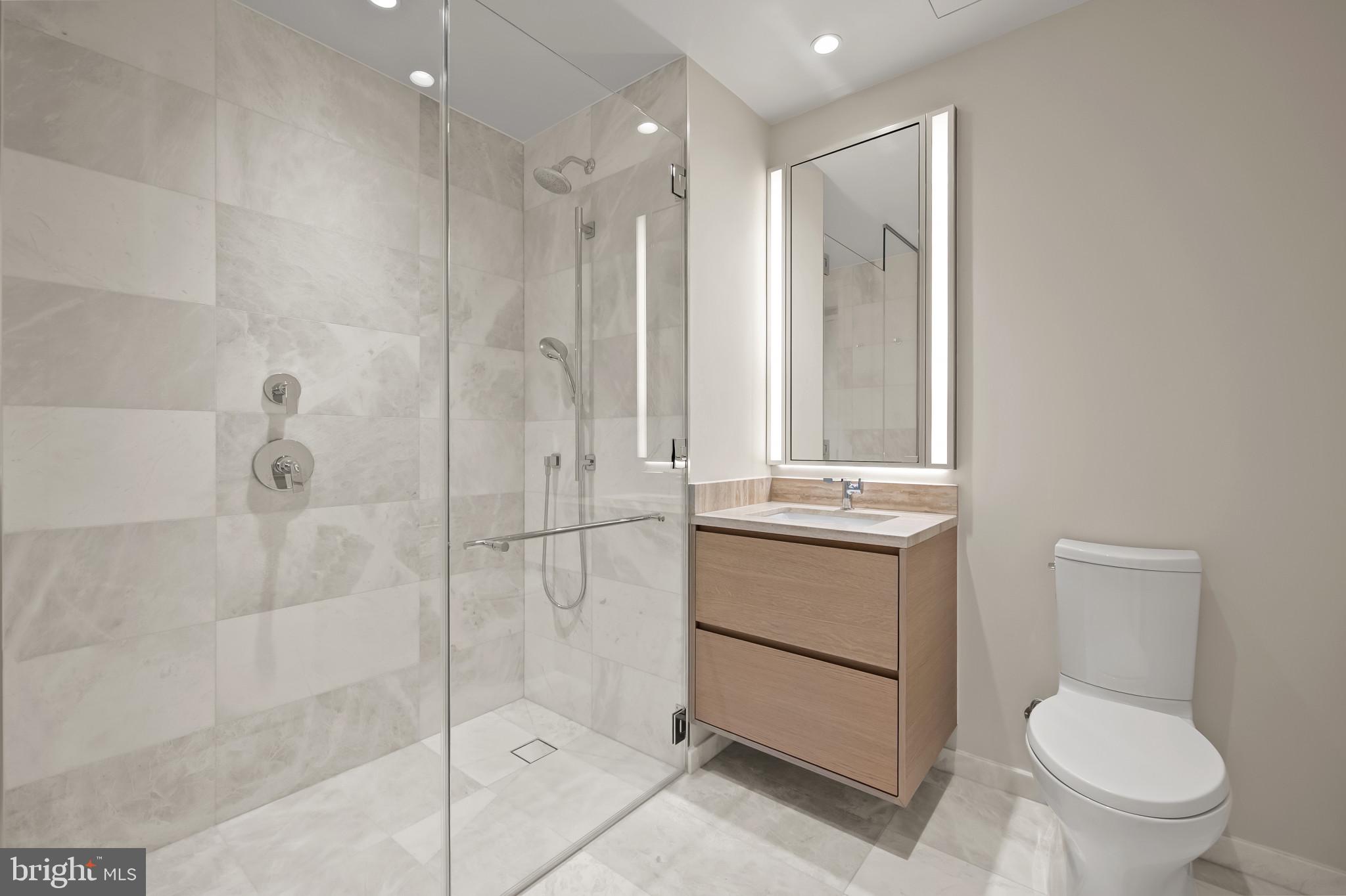 601 Wharf Street Southwest, Unit 806 Washington, DC 20024 - Photo 12 of 21 a bathroom with a shower a toilet and sink