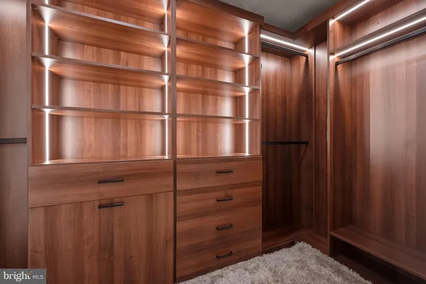 a view of wooden cabinets