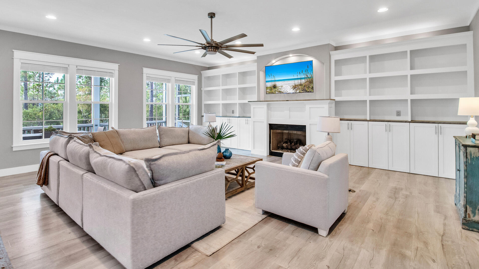 61 Sweet Breeze Drive Santa Rosa Beach, FL 32459 - Photo 14 of 92 a living room with furniture and a fireplace