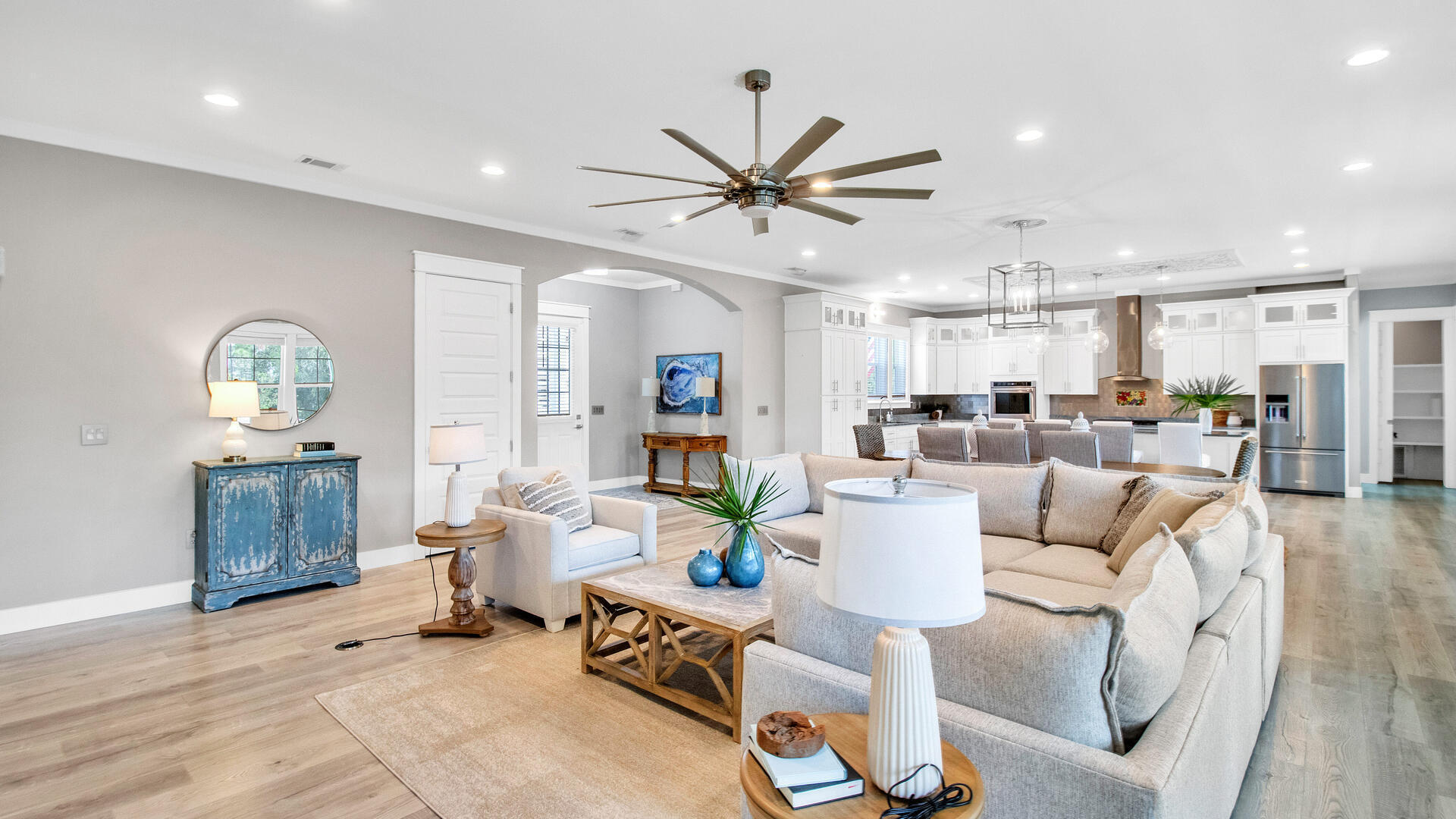 61 Sweet Breeze Drive Santa Rosa Beach, FL 32459 - Photo 18 of 92 a living room with furniture kitchen view and a chandelier