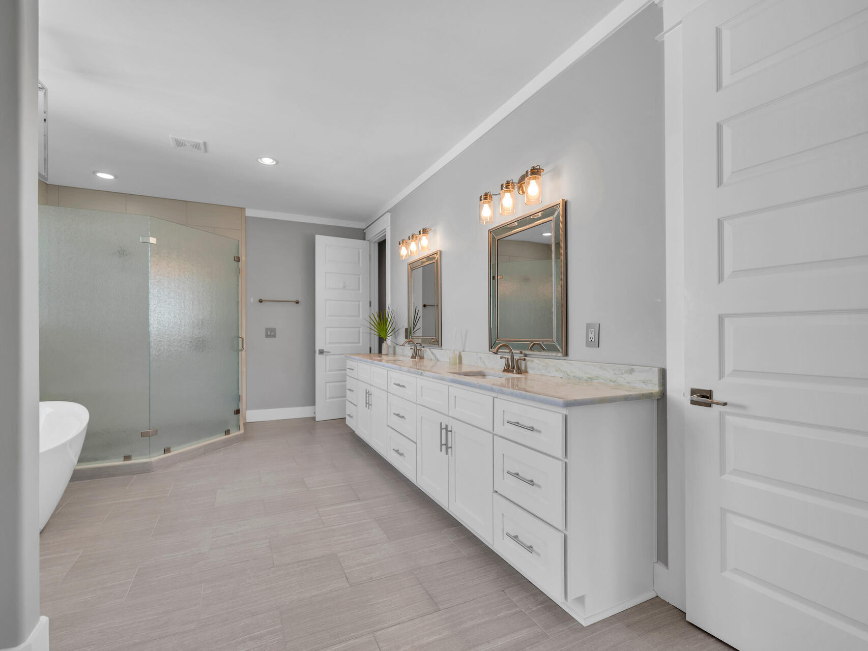 61 Sweet Breeze Drive Santa Rosa Beach, FL 32459 - Photo 39 of 92 a bathroom with a double vanity sink toilet and mirror