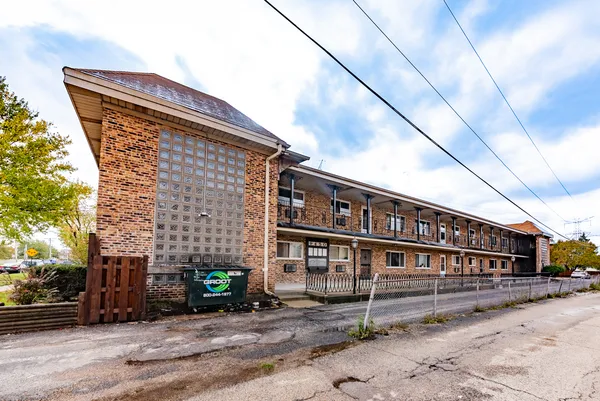 a front view of a building