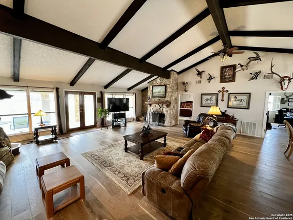 a living room with furniture