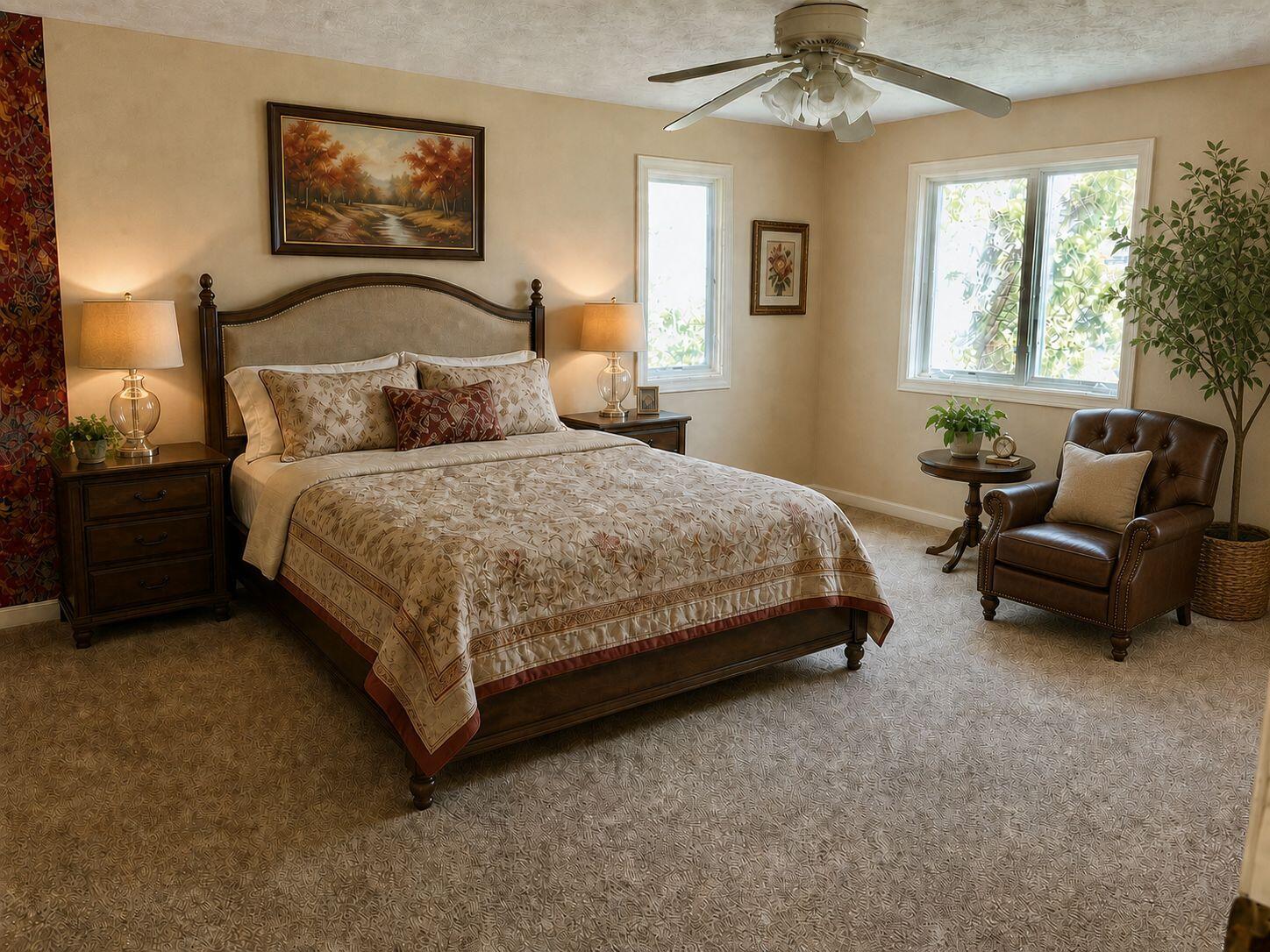 28 Windward Street, Unit 28 Mashpee, MA 02649 - Photo 11 of 37 a bedroom with a bed and a chandelier