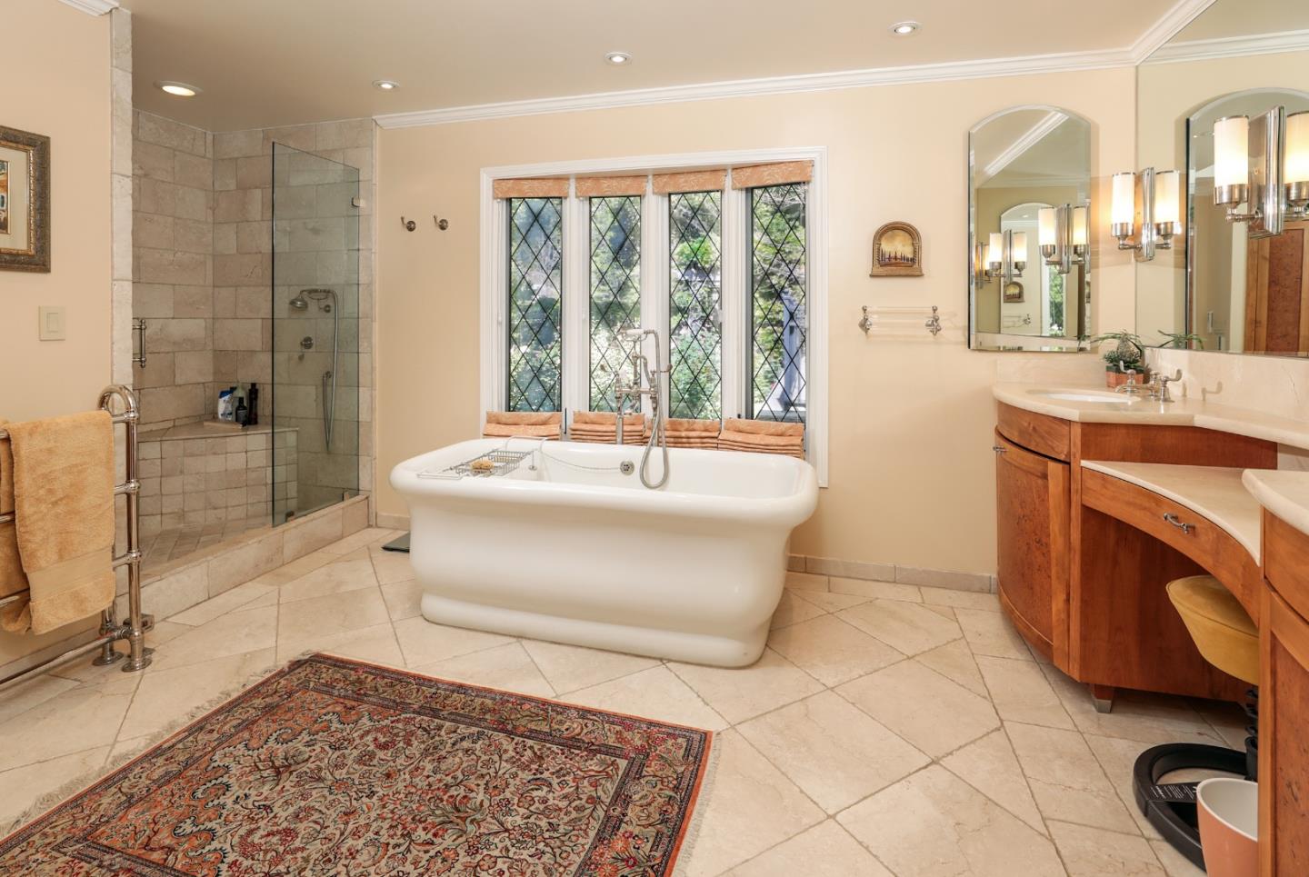 50 Barry Lane Atherton, CA 94027 - Photo 23 of 38 a spacious bathroom with a tub sink and mirror