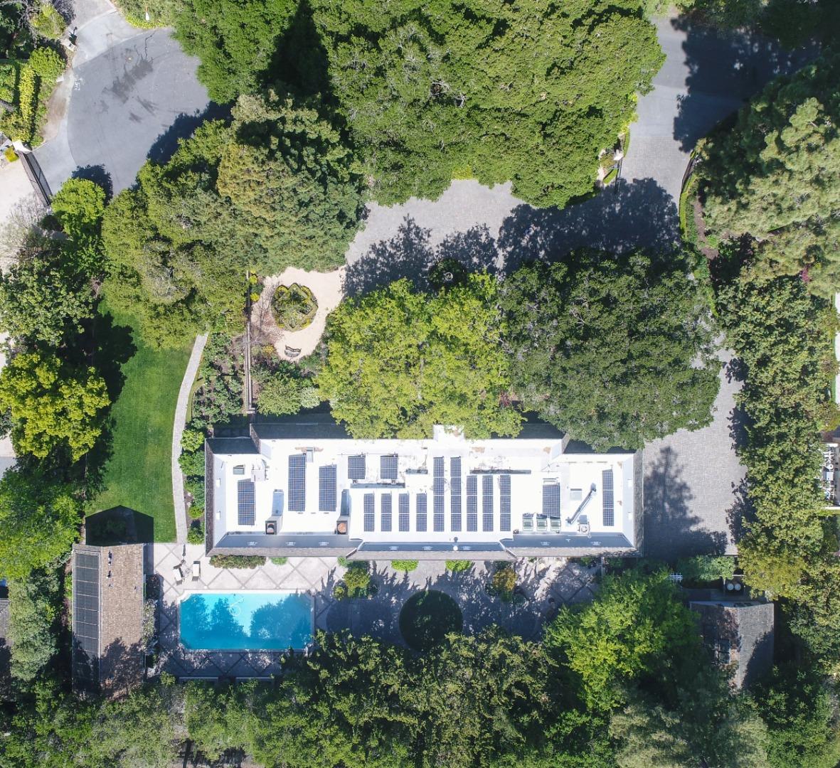 50 Barry Lane Atherton, CA 94027 - Photo 3 of 38 an aerial view of a house with a yard and garden