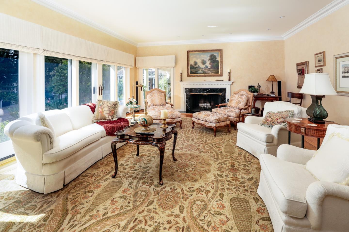 50 Barry Lane Atherton, CA 94027 - Photo 8 of 38 a living room with furniture and a fireplace