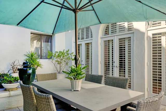 a view of yard from outdoor seating