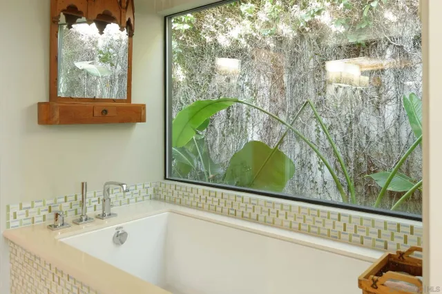 a outdoor view with a seating space