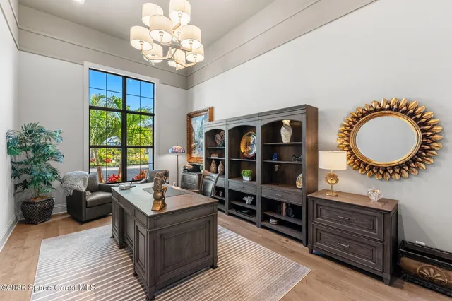 a view of a lake with a yard