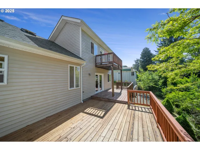an aerial view of a house with a terrace