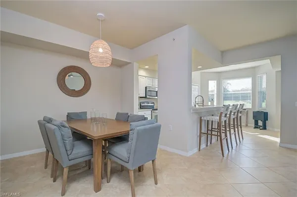 a table and chairs in a room