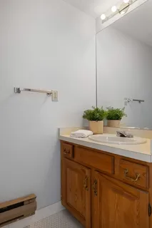 a sink with a mirror