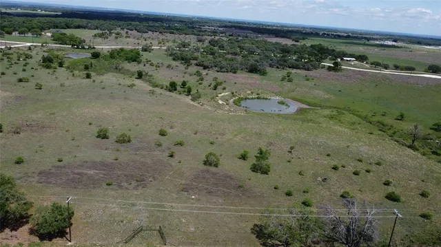 a view of a dry yard with trees
