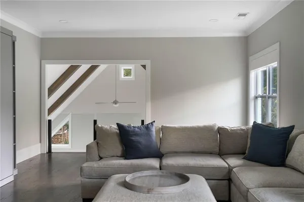 an aerial view of a residential houses with outdoor space and street view