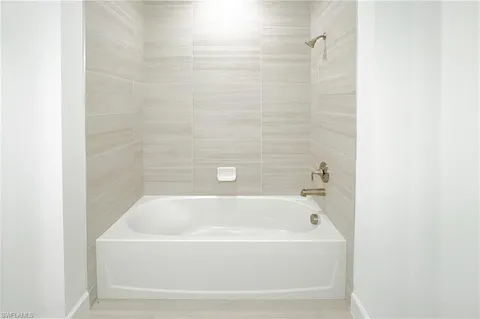 a bathroom with a bathtub