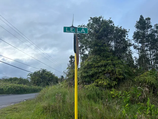 a view of a street with a building in the background