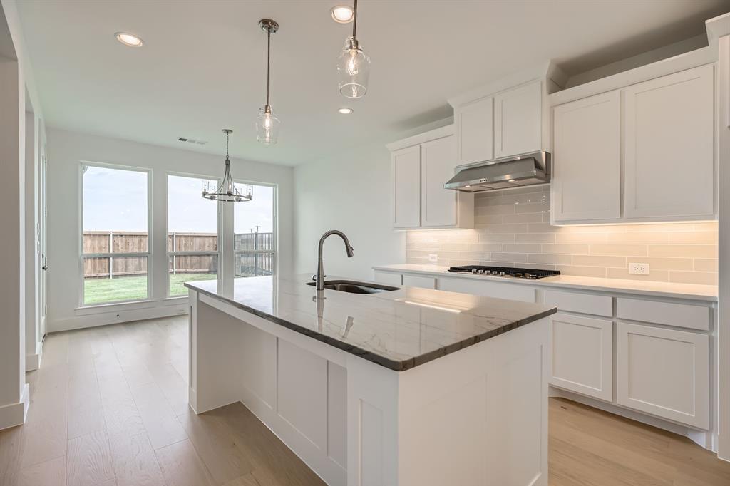 2620 Cedar Rdg Road Celina, TX 75009 - Photo 8 of 27 a kitchen with stainless steel appliances granite countertop a sink a stove and a wooden floors