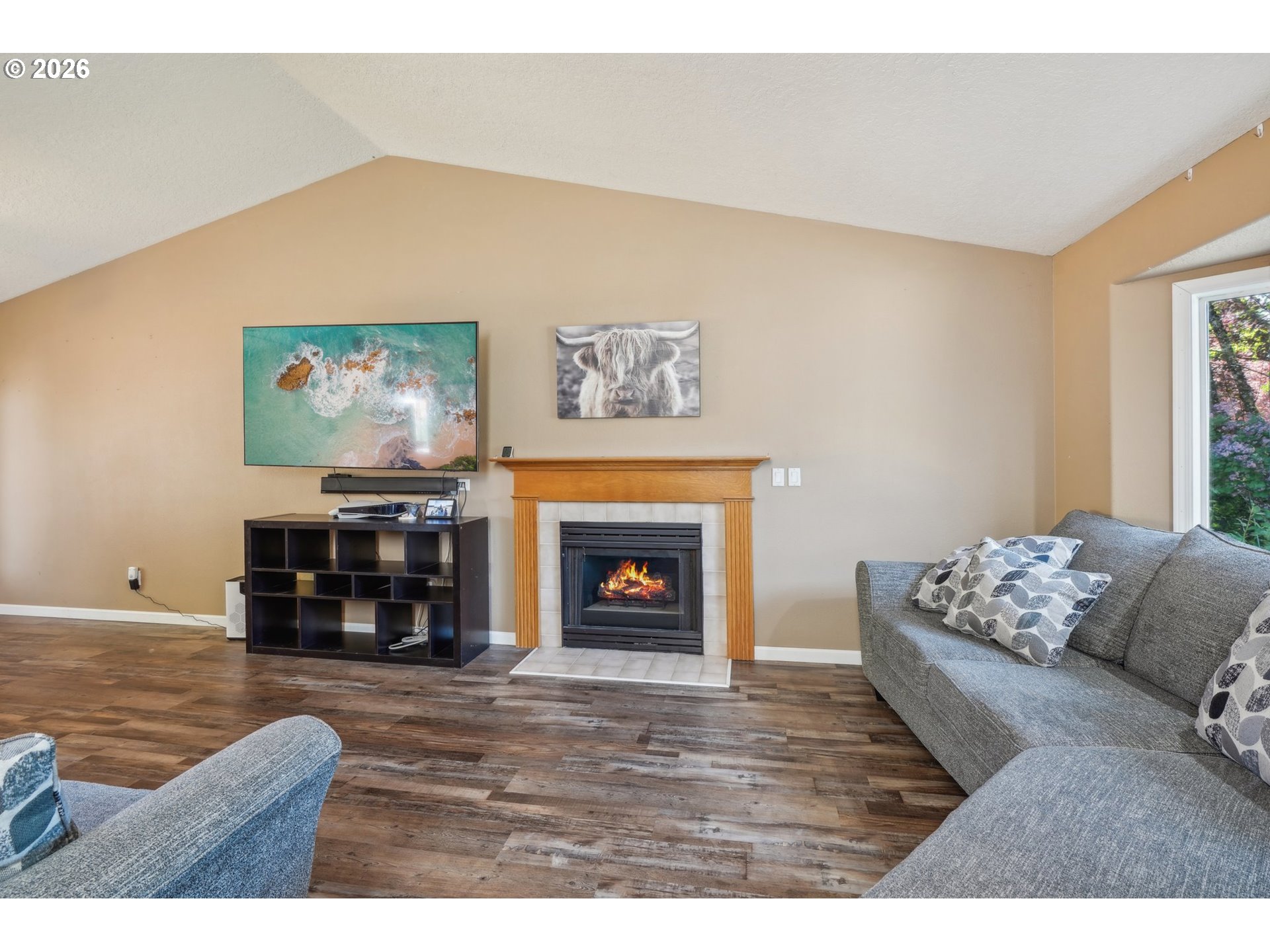 4055 Northeast 13th Terrace Gresham, OR 97030 - Photo 6 of 37 a living room with furniture and a fireplace