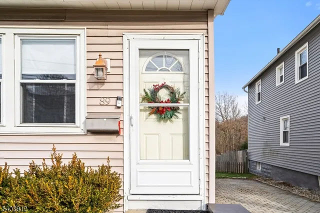 a front view of a house with a window
