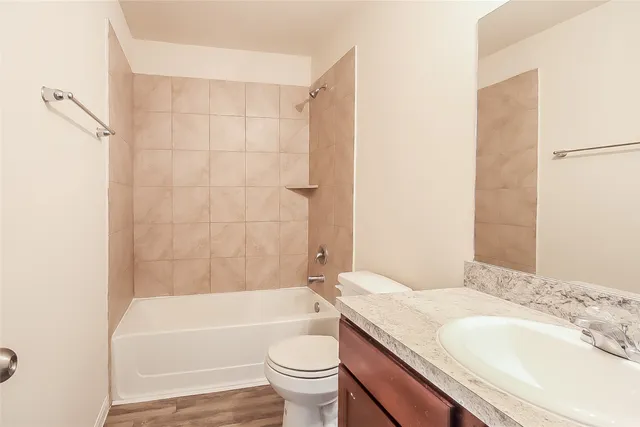 a bathroom with a sink a toilet and a bathtub