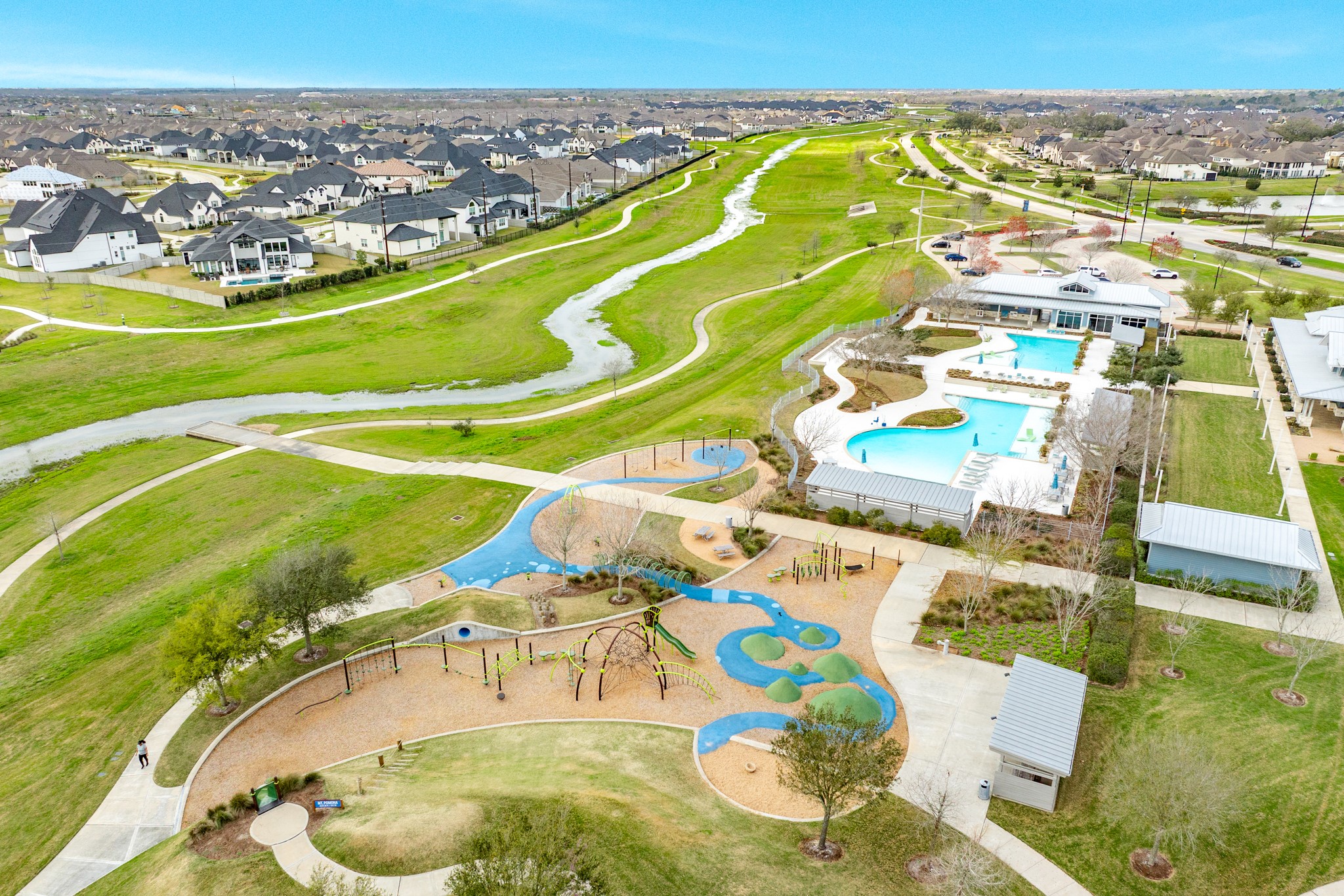 5138 Walnut Grv Lane Manvel, TX 77578 - Photo 38 of 43 an aerial view of residential houses with outdoor space and swimming pool