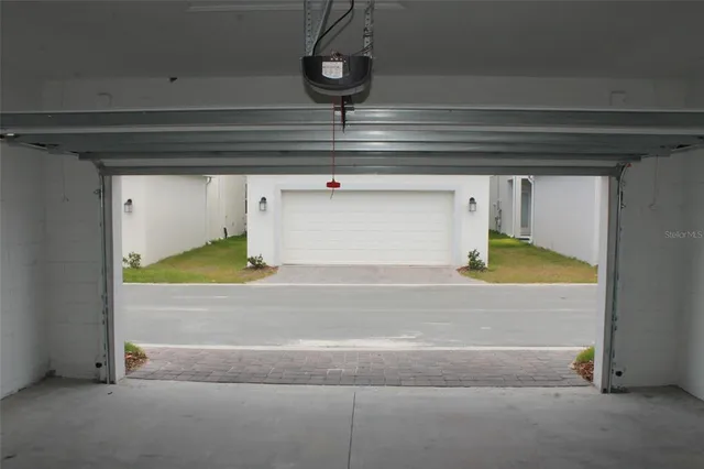 a swimming pool with outdoor seating