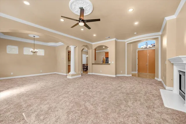a view of a livingroom with a staircase