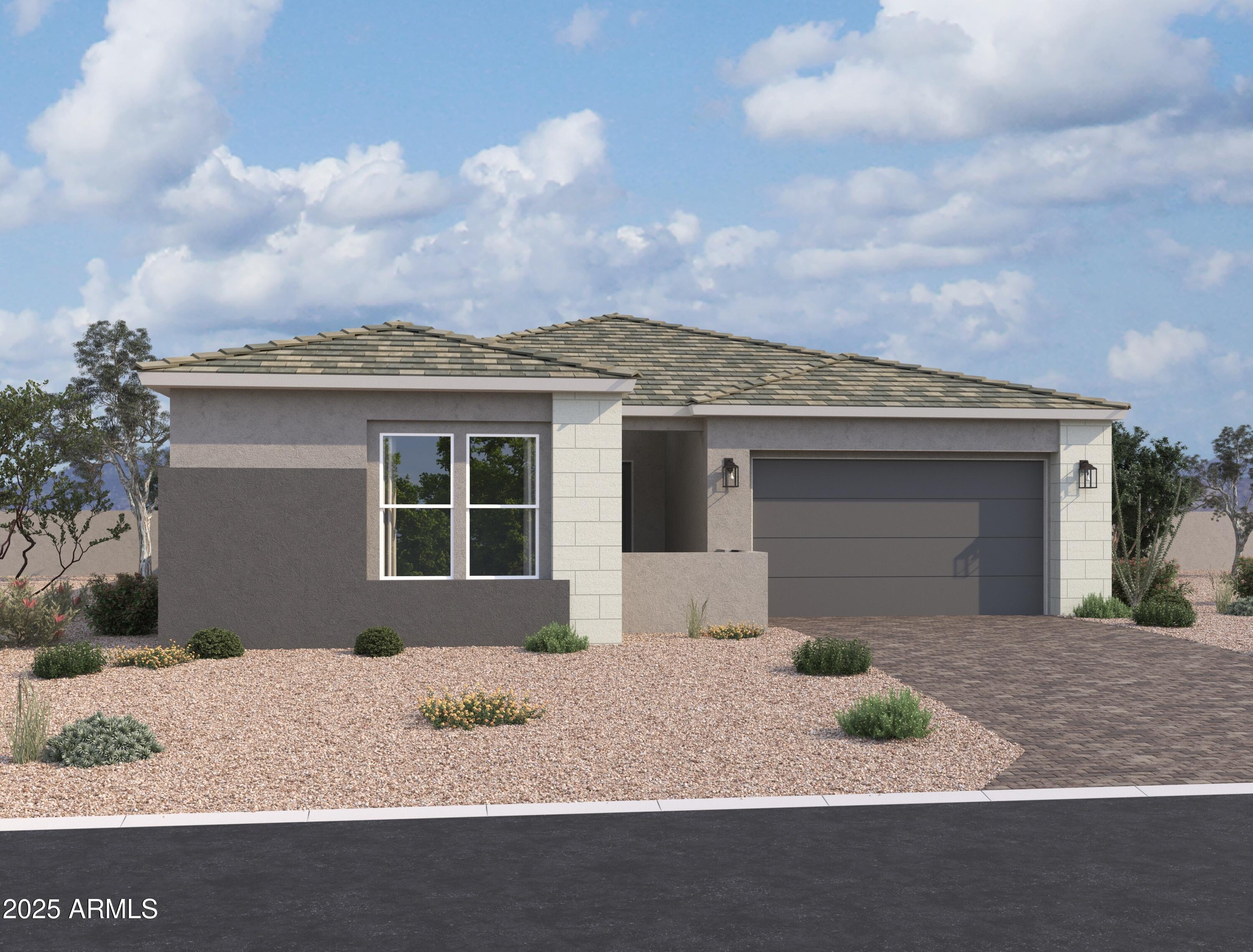22712 East Stirrup Street Queen Creek, AZ 85142 - Photo 1 of 15 a front view of a house with a yard and garage