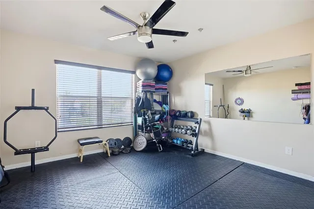 a view of a room with gym equipment