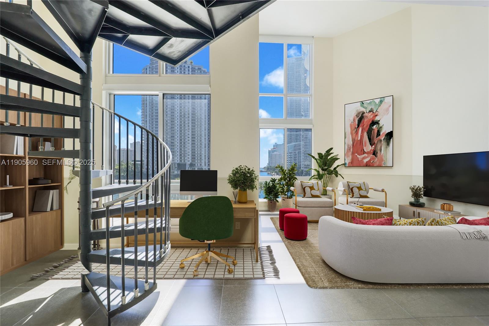 300 South Biscayne Boulevard, Unit L414 Miami, FL 33131 - Photo 5 of 21 a living room with furniture and a flat screen tv