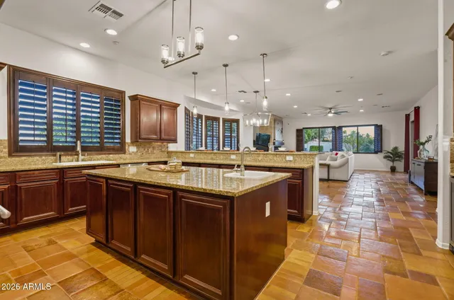 a kitchen with lots of counter top space