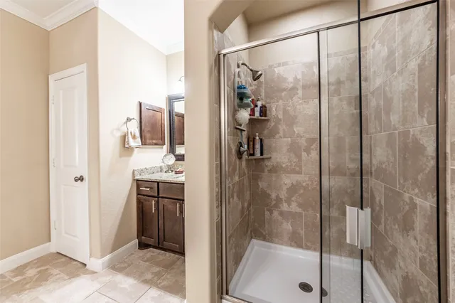 a view of a balcony with wooden floor
