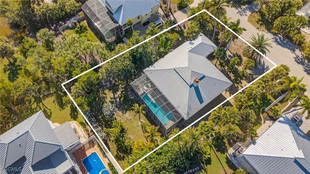 an aerial view of a house