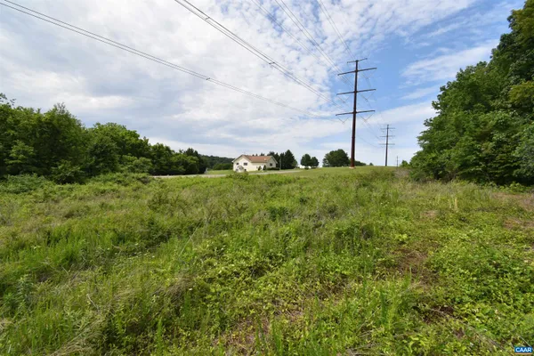 a view of a city with lush green forest