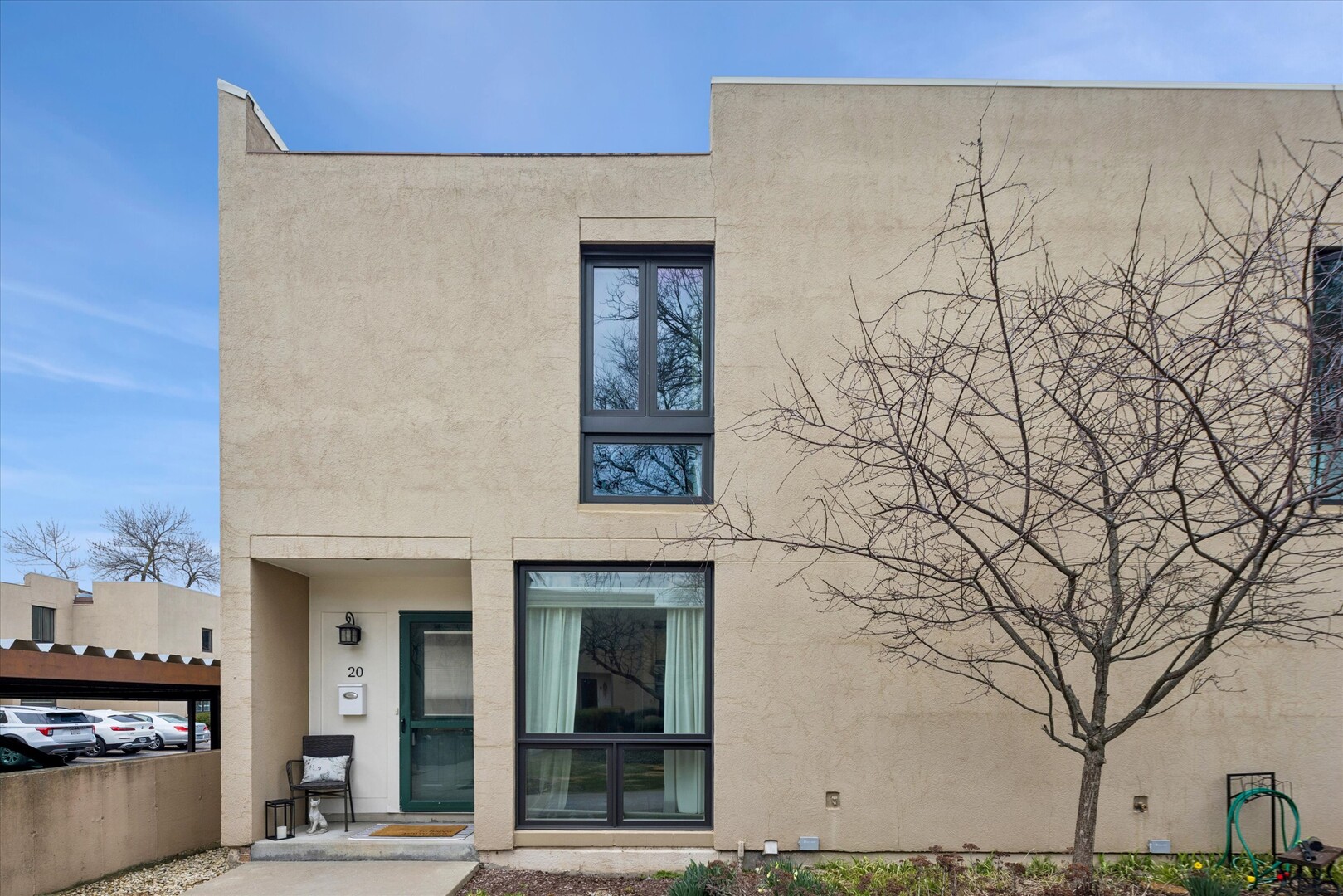 a view of a building with a snow on the wall