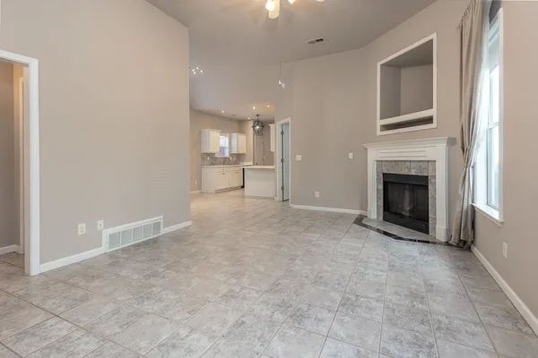 a view of a livingroom with a fireplace