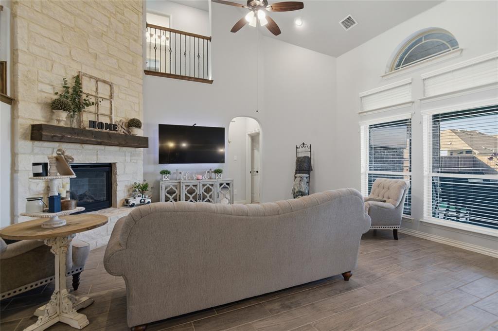 464 LeTara Ranch Drive Haslet, TX 76052 - Photo 10 of 37 Living area with high ceilings and wood-finish flooring