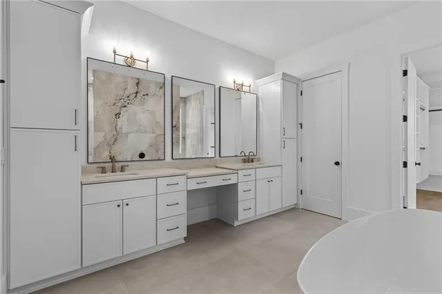 a view of an empty room with windows