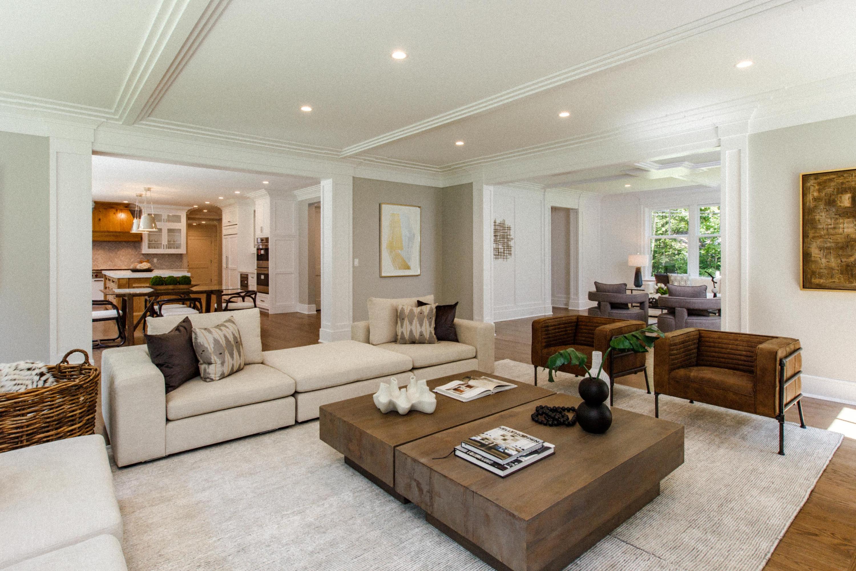 72 Deepwood Road Darien, CT 06820 - Photo 14 of 39 a living room with furniture a rug kitchen view and a window