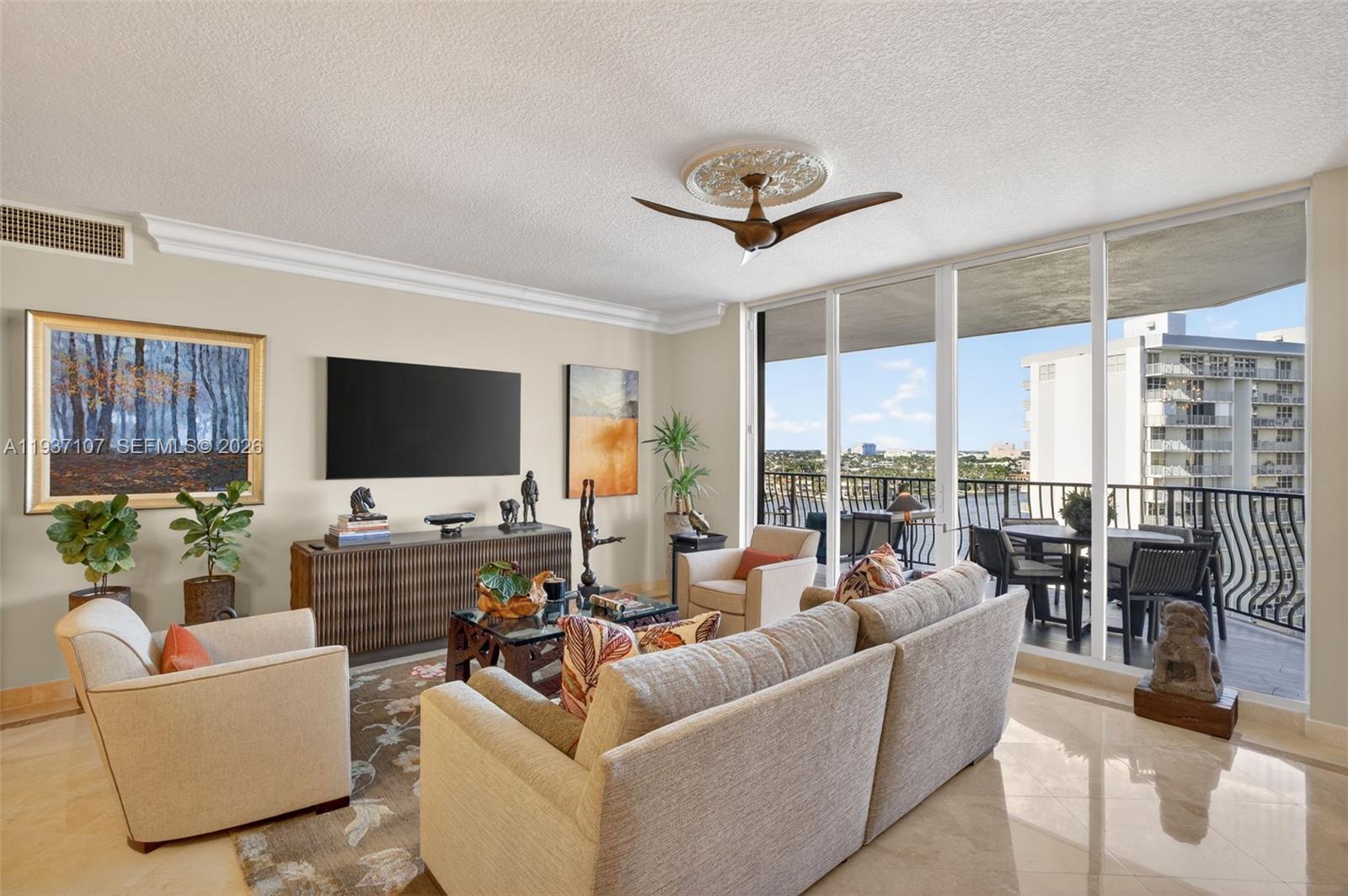 100 South Birch Road, Unit 1103F Fort Lauderdale, FL 33316 - Photo 13 of 80 Marble flooring, water views, floor to ceiling glass, crown molding. Bright open and airy.
