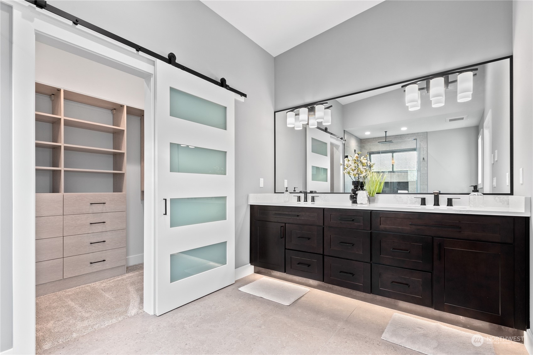 3015 Maynard Place Bellingham, WA 98226 - Photo 19 of 38 a bathroom with a double vanity sink and a mirror