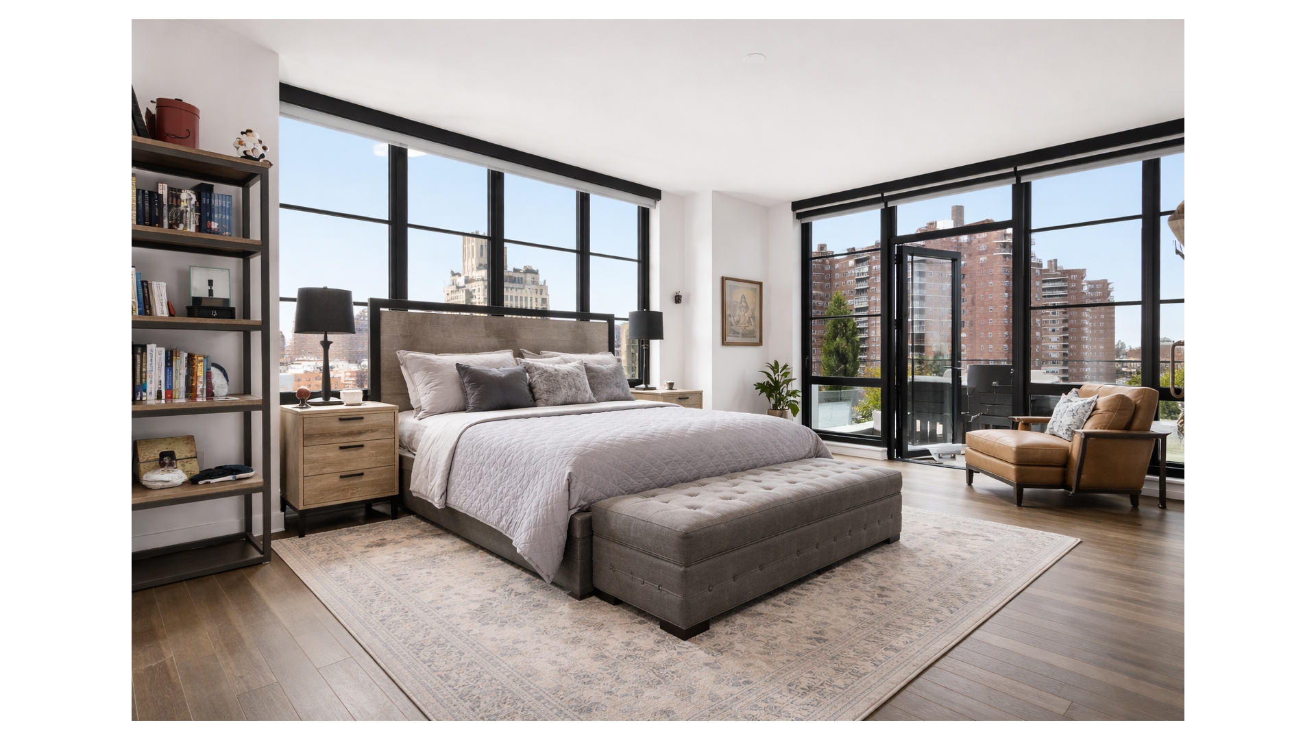 261 West 25th Street, Unit 11A Manhattan, NY 10001 - Photo 6 of 16 a bedroom with a bed couch and a large window